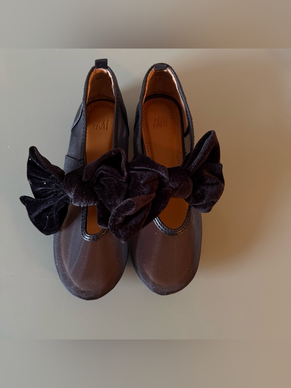 H&M girls velvety bow ballet mesh flat size 12.5 - Picture 2 of 8